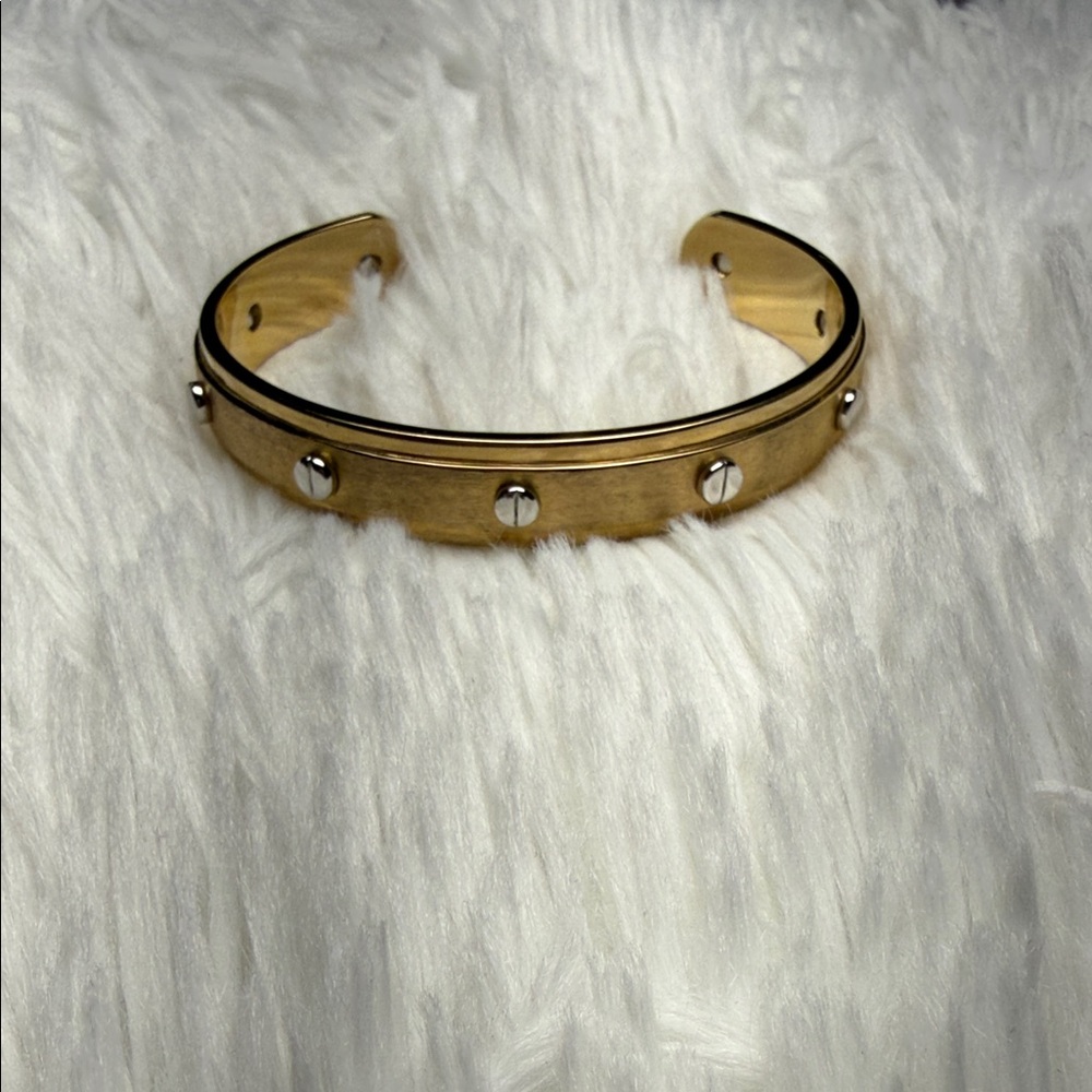 Henry Bendel Gold-Tone Studded Cuff Bracelet - Elegant Women’s Bracelet